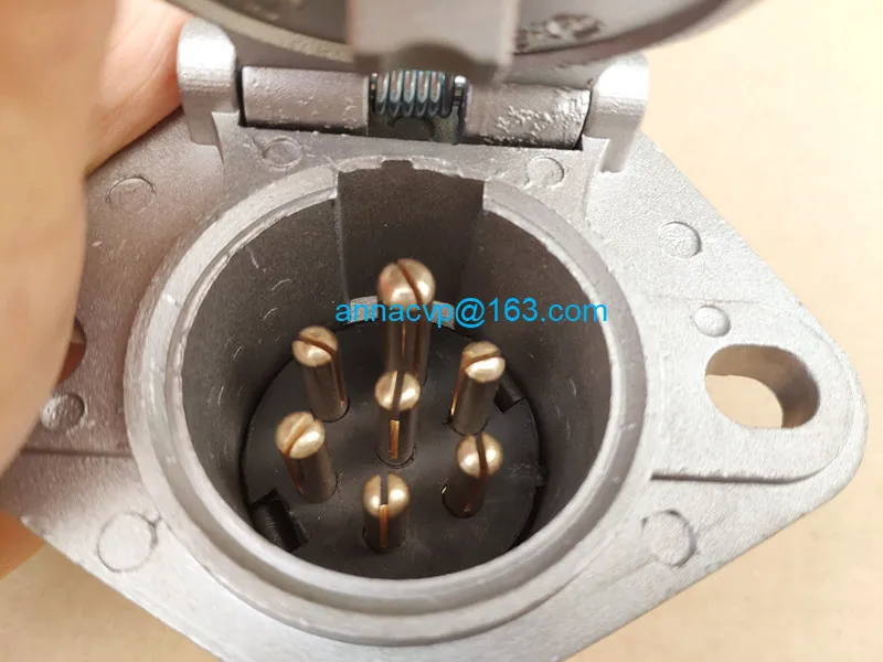 trailer connector adapter 7 way RV style blade plug to 7 pole round pin socket (6)