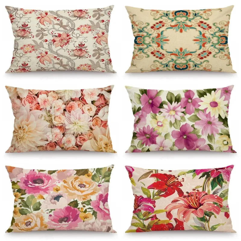 

XUNYU 30X50cm/40x60cm Cushion Cover Cartoon Flowers Pillow Case Kids Room Decorative Throw Pillow Cover for Sofa Bedroom JX012