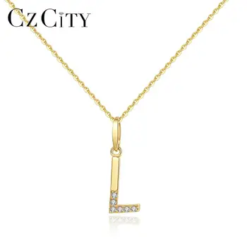 

CZCITY Letter Necklaces Pendants Alfabet Initial Necklace 14k Gold Choker Necklace Women Fine Jewelry Kolye Collier Femme N14120