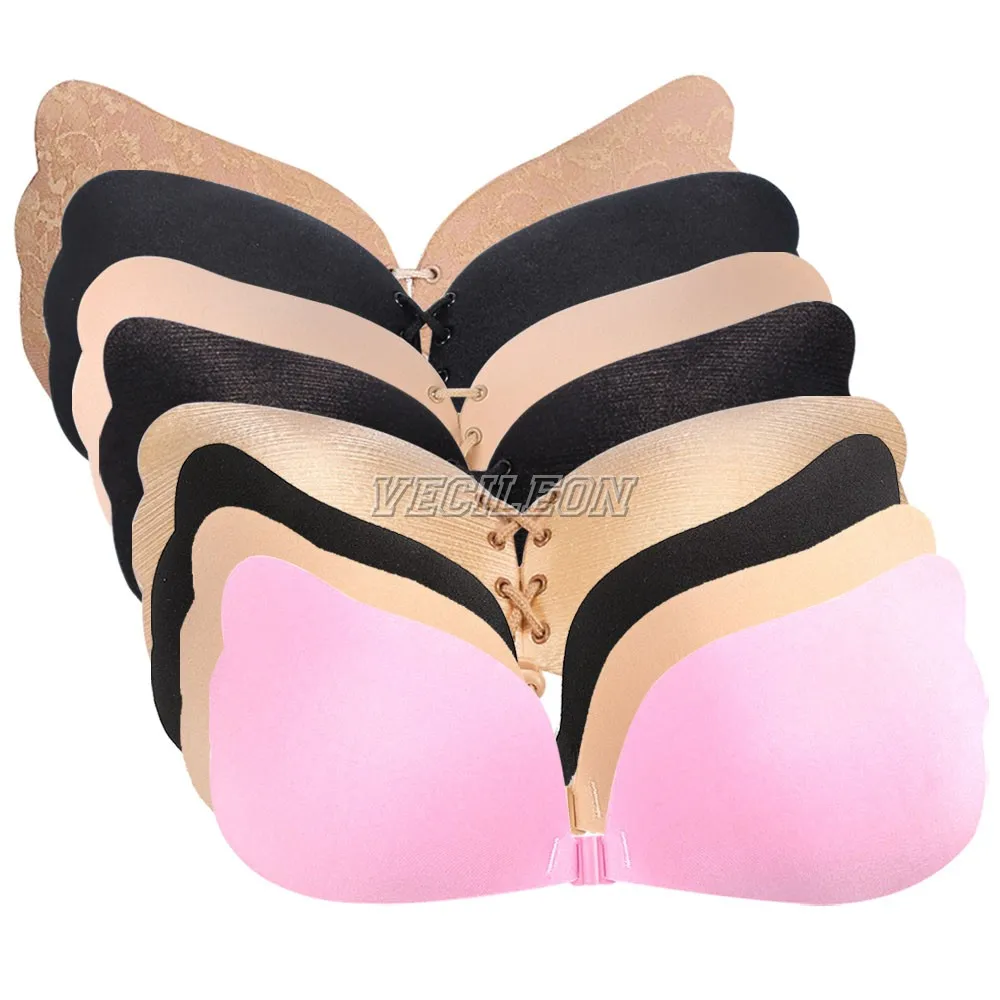 

Plus Size Women Bra Bralette Self Adhesive Lingerie Strapless Bandage Sexy Stick Gel Silicone Push Up Bras Invisible Sujetador