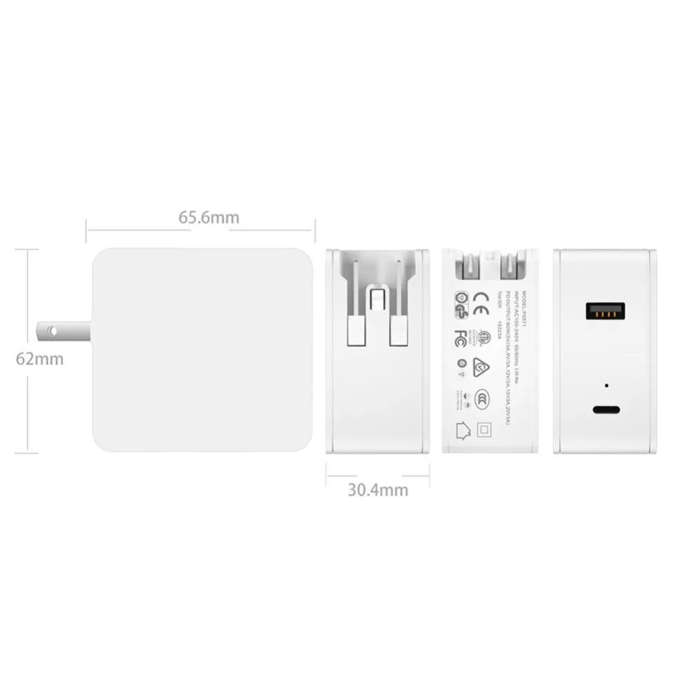USB C зарядное устройство 57 Вт мощность доставки Quick Charge 5 в 2.4A + PD 45 путешествия для