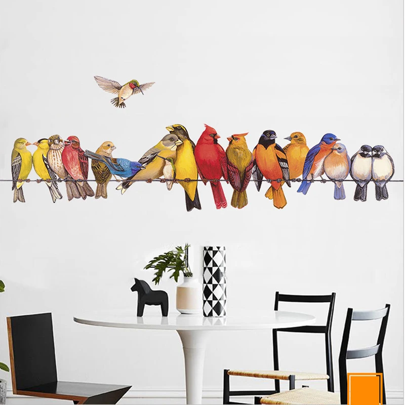 

Many birds are on the rope Wall Sticker Home Decoration DIY Living kids Room Sofa Background Mural art Decals poster stickers