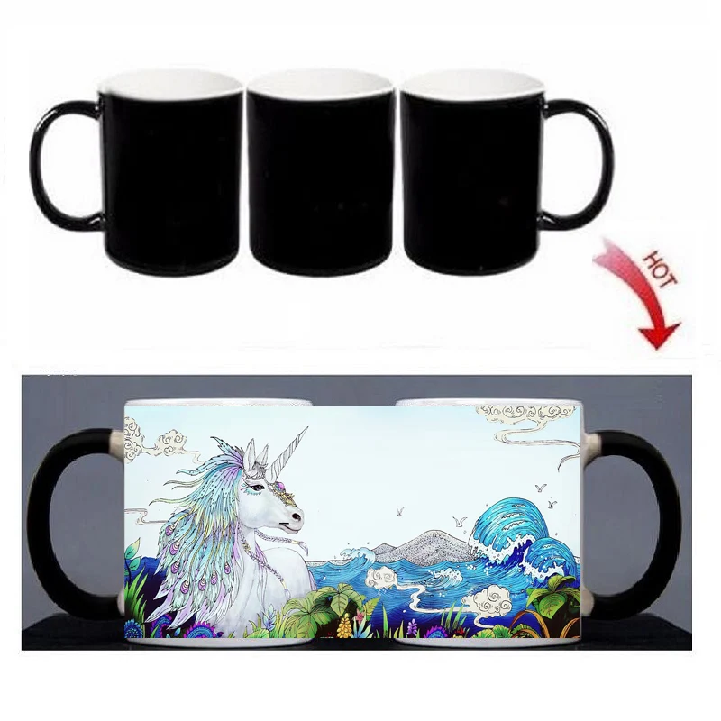 Unicorn Mug Custom Ceramic Heat Color Changing Magic Mug 300ML Coffee Cup Beer Milk Morph Mug Personalised Gifts For Friends