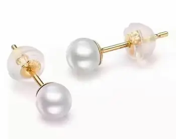 

fashion a pair of natural Akoya white pearl yellow gold earrings