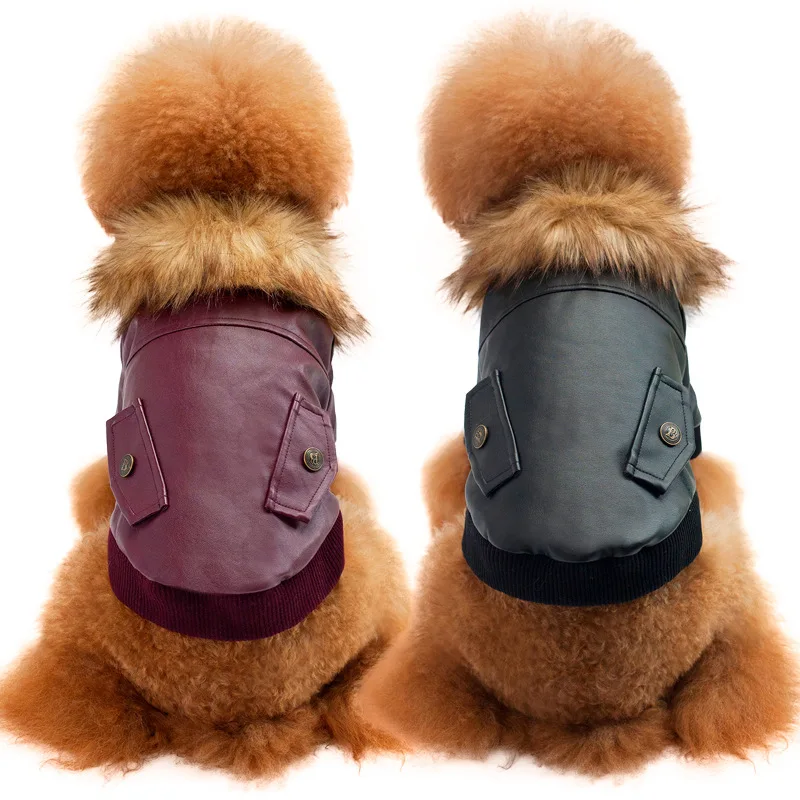 2017 Waterproof Leather Dog Coat Winter Large Size Pet Dog Clothes