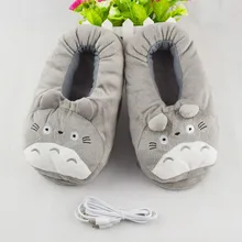 2016 Winter Neue USB Heizung Pantufa Frauen Zu Hause Hausschuhe Baumwolle Stoff Cartoon Kawaii Totoro Minion Hausschuhe Spa Hausschuhe