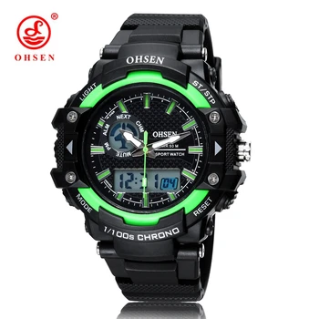 

Wholesale OHSEN Digital Quartz Diving Wristwatches Mens Male Rubber Strap Fashion Green Dial Outdoor Sports Man Hand Clock Gifts