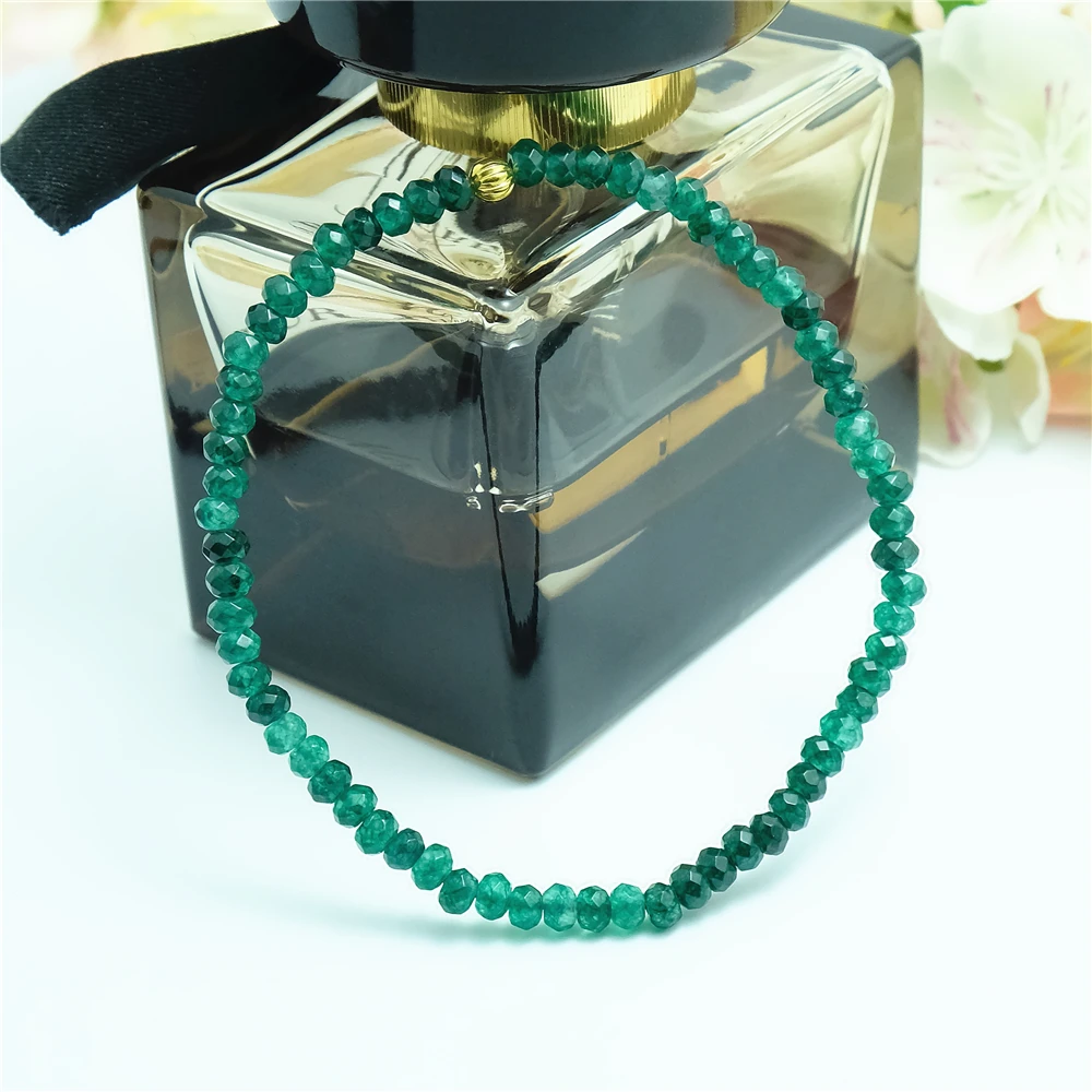 Винтажные классические ювелирные изделия из натурального камня благородные простые зеленые изумруды халцедон Подвески из бисера браслеты