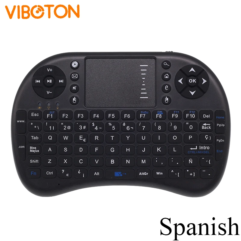 VIBOTON i8 Испанский Клавиатура 2,4 г мини-испанский Беспроводной клавиатура Air Мышь с тачпадом для Android ТВ коробка, мини ПК, ноутбуки