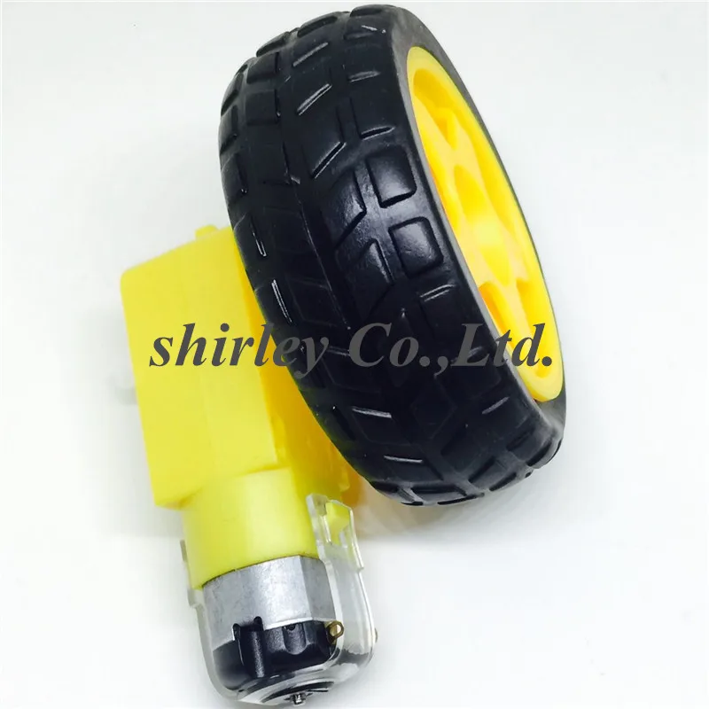 

Free shiping 8Lot/package Deceleration DC motor + supporting wheels , a / smart car chassis, motor / robot car wheels