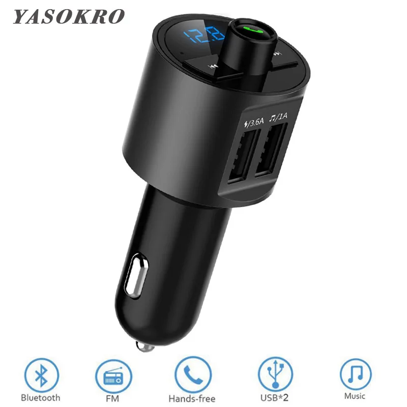 YASOKRO 3.6A быстрая Зарядное устройство Bluetooth автомобильный набор свободные руки FM