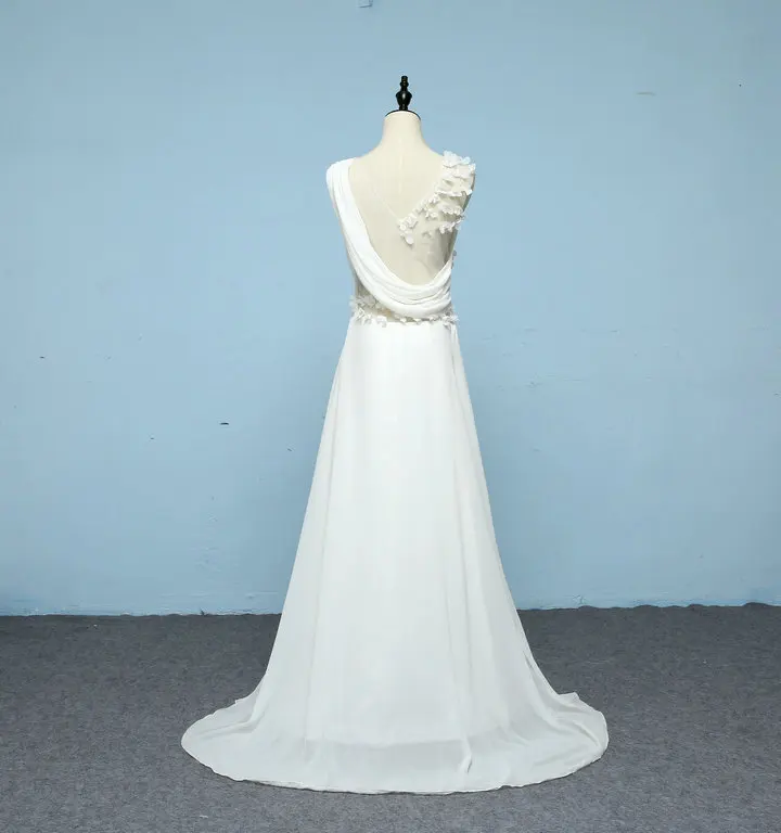 Hot Noble Backless V Neck Romantic Petal Long Style Wedding Dress