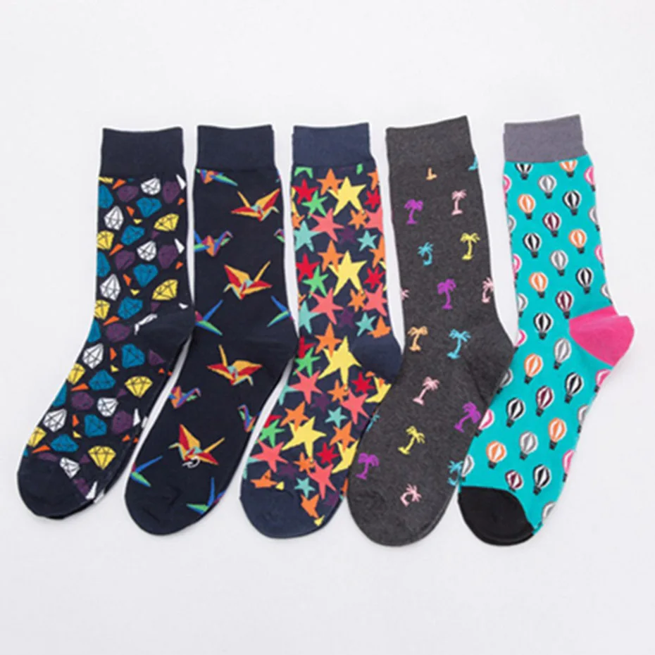 10 Pairs British Style Word Music Pattern Happy Socks Men Skateboard