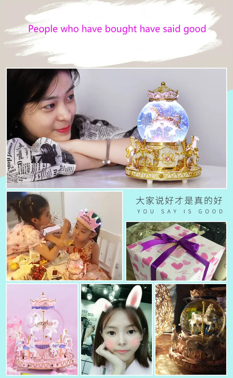 Музыкальная карусель коробка хрустальный шар музыкальная шкатулка женский подарок на день рождения принцесса девочка ребенок 520 День Святого Валентина песня коробка необычный подарок