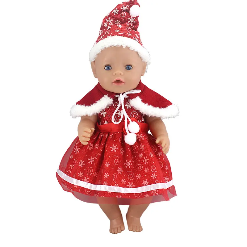 

3pcs/set, Dress+Shawl+Hat, New Christmas Suit For 43cm Doll 17 Inch Reborn Babies Clothes