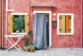 

Laeacco House Window Door Curtain Plant Photography Backgrounds Vinyl Digital Customized Photographic Backdrops For Photo Studio