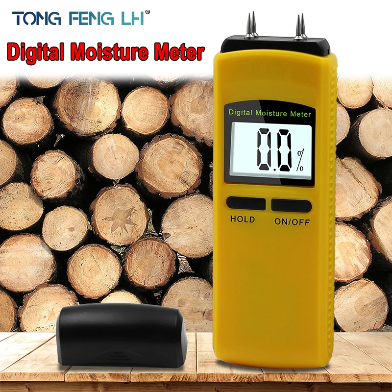 Digital Induction Wood Moisture Meter 0~50% Tree Timber Content Tester 0-50C Thermometer Hygrometer LCD Backlight | Инструменты