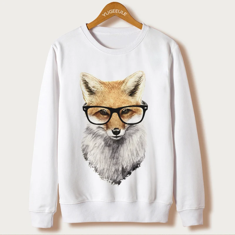 Buy Fox Harajuku Sweatshirt Women Pullover 2016 Casual Animal Print White