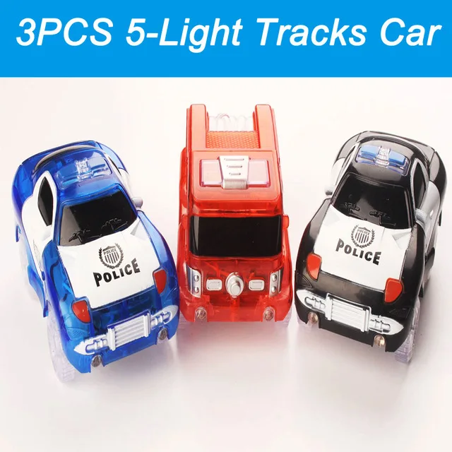 240 шт магический трек коллекция детский подарок на день рождения Электрический светящийся гоночный DIY светодиодный игрушечный автомобиль детские игрушки для мальчиков и девочек - Цвет: 3PCS LED CAR 1