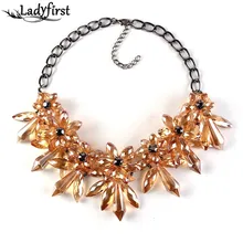 2016 Nueva Za Flor Flor Joya Collar de Cristal y Colgantes Declaración Lujo Collar de Gargantilla de La Vendimia 2318