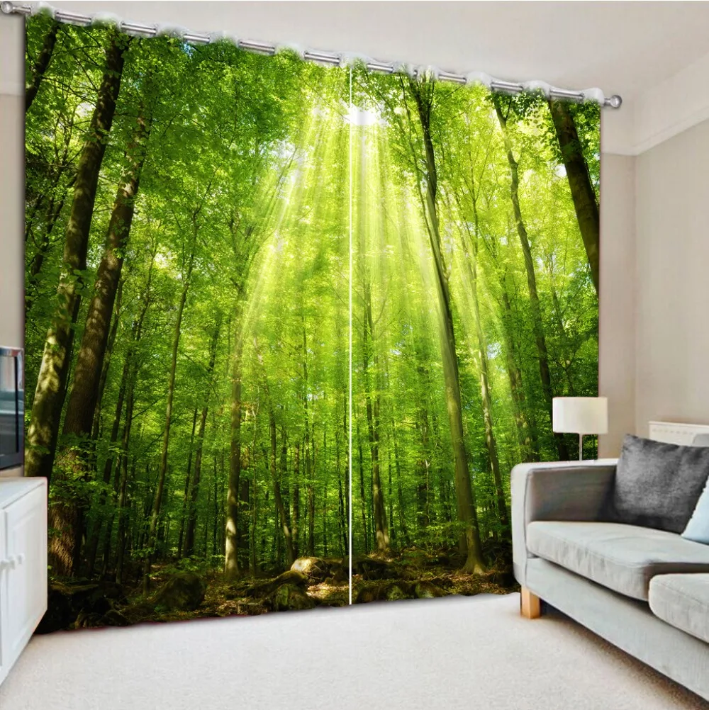 

Modern style curtains living room window green forest custom curtains window curtains for living room