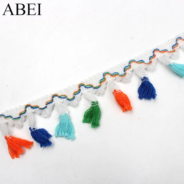 5yards/lot Rainbow Tassel Lace Ribbon 6