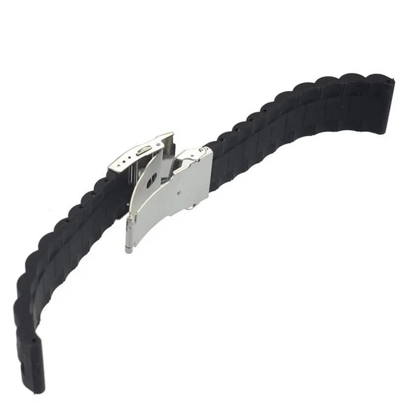 

GEMIXI Watchbands Hot Simple Mens Silicone Rubber Watch Strap Band Waterproof With Deployment Clasp