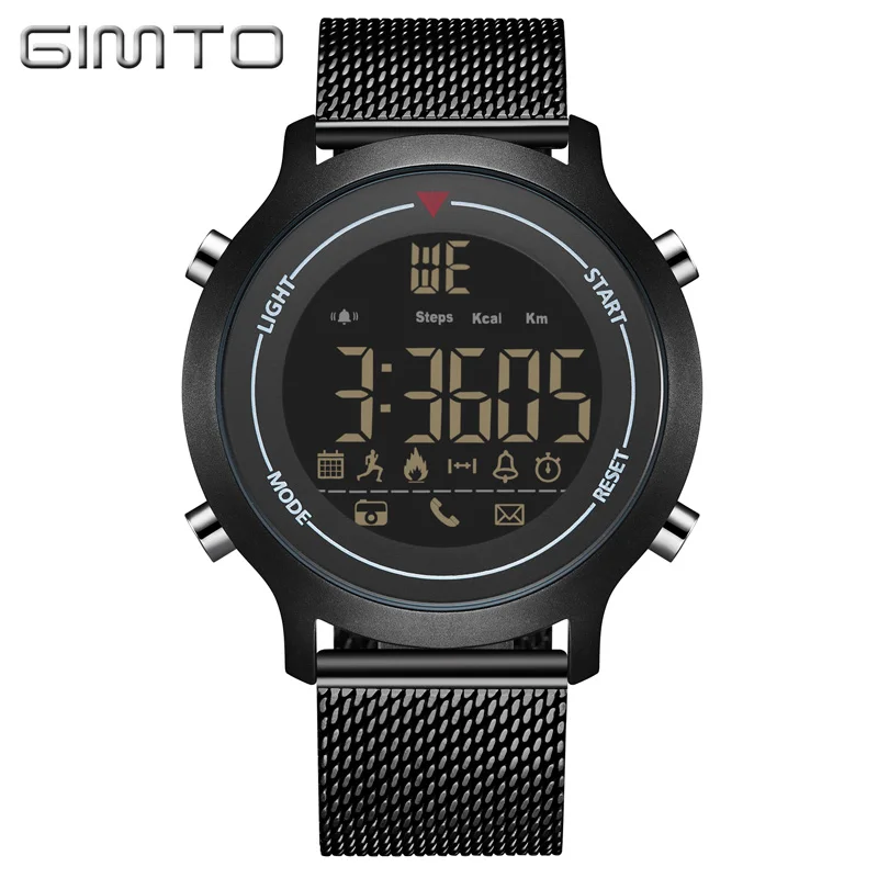 GIMTO Luxury Steel Smart Watch Digital Men Clock Shock Female Male Military Watches Waterproof Pedometer Calories Smartwatch