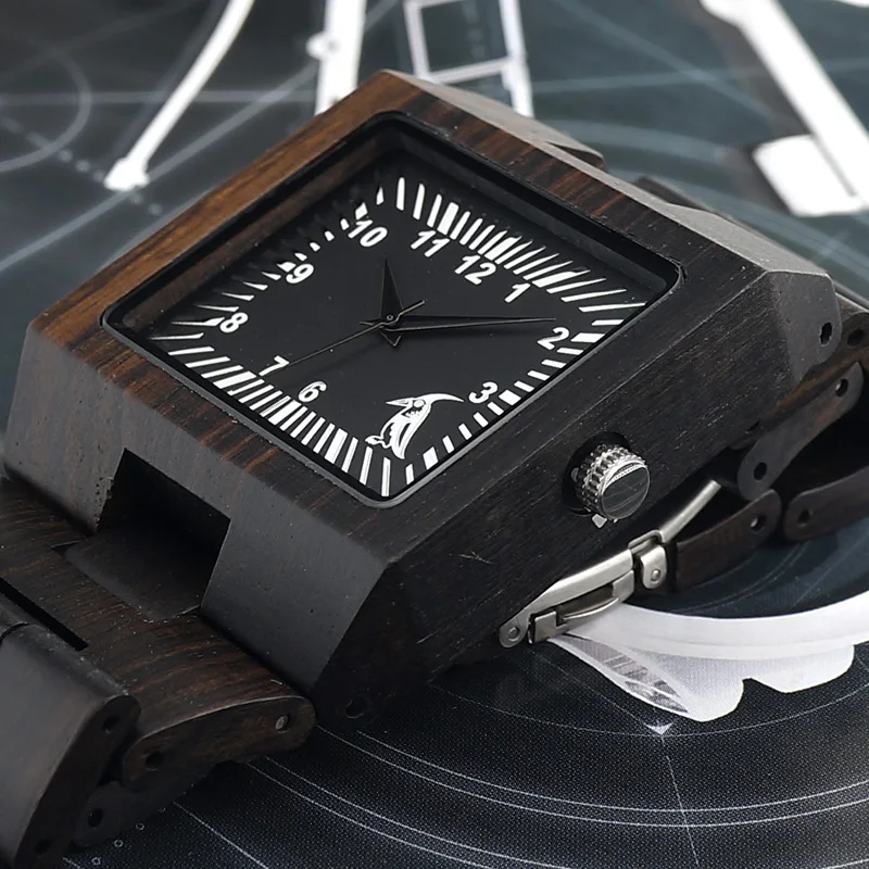 BOBO BIRD L23 Black Sandal Wood Men Watch Analog Quartz Movement Lightweight Vintage Wooden Watch With Gift Box