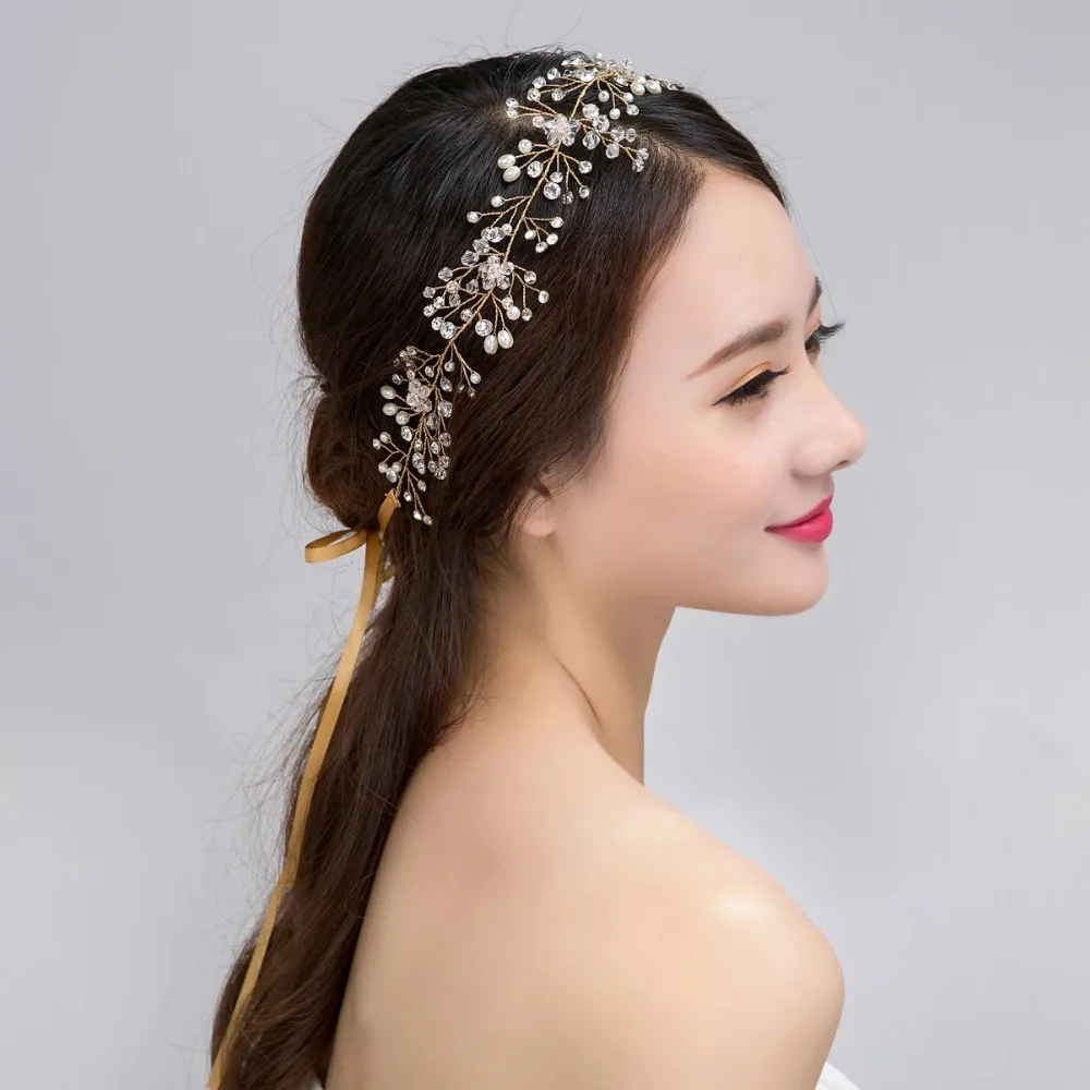 Silver Rhinestone Pearl Wedding Headband Beauty Forever