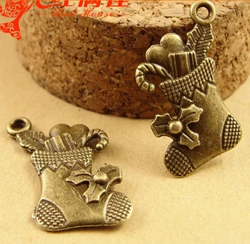 

A3663 free shipping 60pcs/bag size 13*20mm "Christmas boots" pendant charms Antique Alloy Jewelry finding for necklace charm