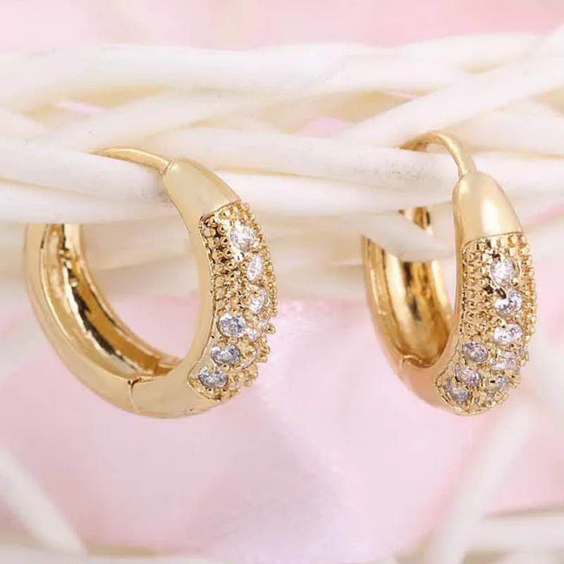 Серьги кольца FUNIQUE для женщин и девушек классические круглые украшения из золота