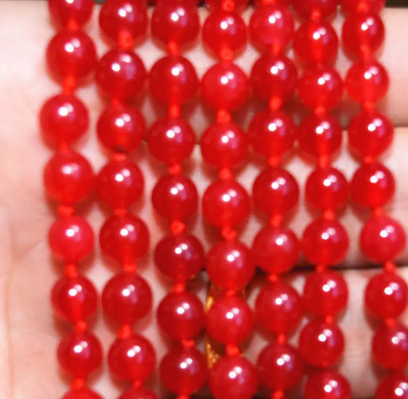 

Beautiful 7 Rows 6mm red ruby Beads Necklace