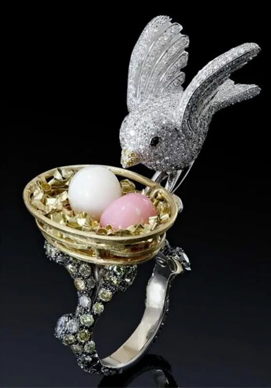 

ZORCVENS New Silver Color CZ Stone Wedding Rings For Women Fashion Bird White Red Stone Jewelry Dropshipping