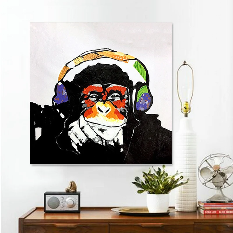 Music Orangutan Animal Print Canvas Art Poster Oil Painting Picture Wall Decor