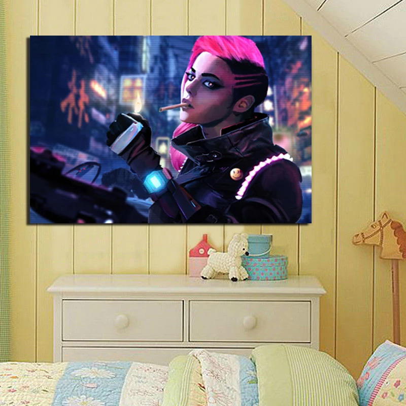 

Cyberpunk Red Hair Woman Canvas Painting Posters Prints Marble Wall Art Painting Decorative Picture Modern Home Decor Artwork HD