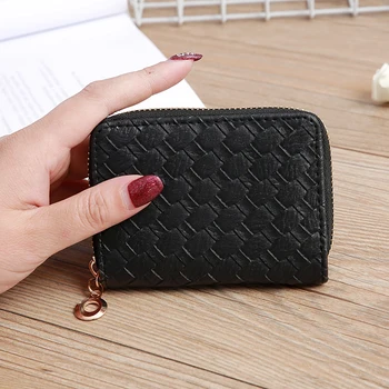 

Women Short Wallets PU Leather Female Woven pattern Purses Card Holder Wallet Fashion Woman Small Zipper Wallet With Coin Purse