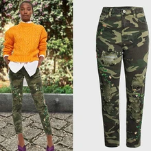 Камуфляжные Джинсы женские с цветочной вышивкой плюс размер рваные джинсы для женщин джинсовые брюки 3XL женские джинсы Уличная