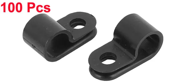 UXCELL 100 шт. Лидер продаж черный пластик тип R зажим для кабеля зажим для 7,8 мм диаметр провода шланг трубки 23x10,5x10,3 мм