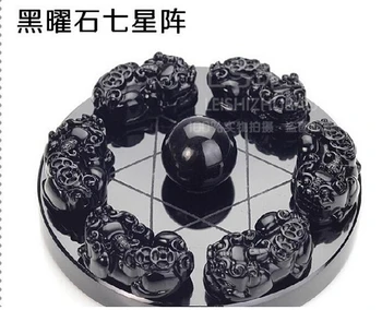 

WBY 905++++++Seven natural obsidian ornaments Lucky crystal ball feng shui home opening gifts ornaments