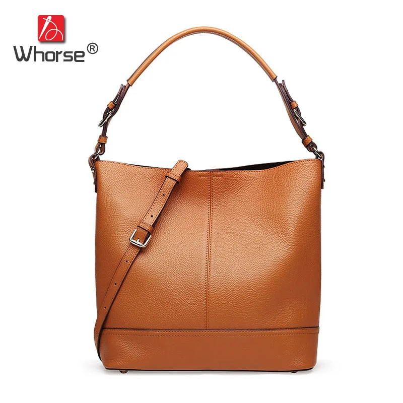 

Natural Cowhide Bucket Bag Genuine Soft Leather Lady Cowhide Handbag Tote Composite Shoulder Messenger Bags For Women W08890