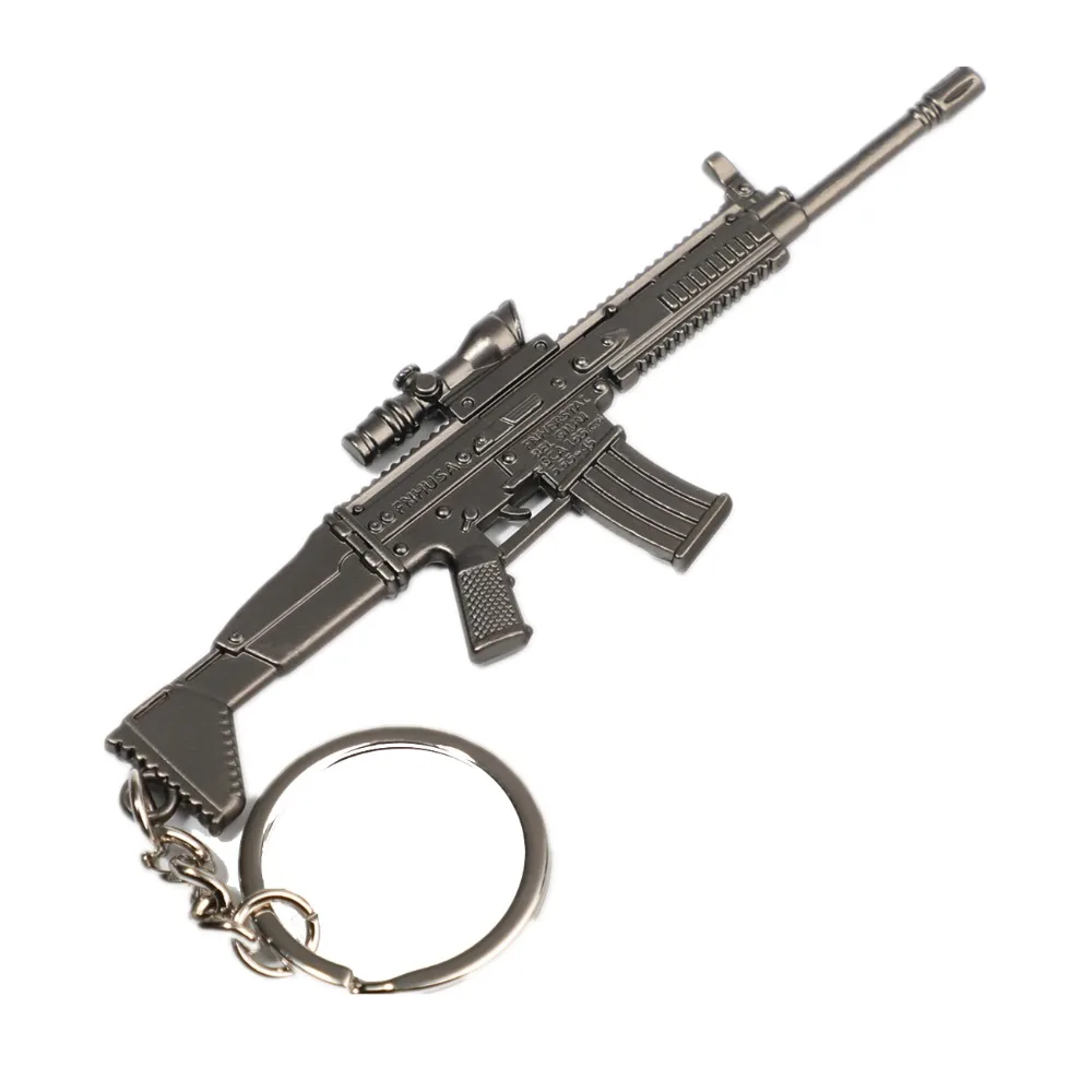 12cm Pubg Game Bullet Scar L Rifle Key Chain Yellow Gun With 4 Times Scope Toy Key Ring Keychain Key Chains Aliexpress