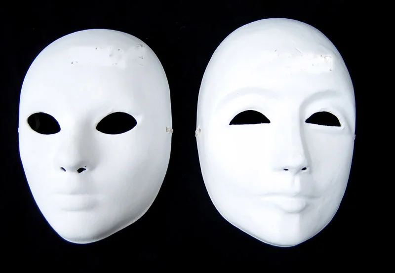 Thicken Unpainted White Men Masquerade Masks Paper Pulp Full Face