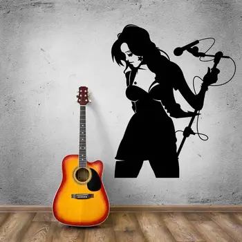

Vinyl Decal Hot Sexy Girl Microphone Music Singer Karaoke Wall Stickers for Window Furniture Pattern XLL Single-piece Package