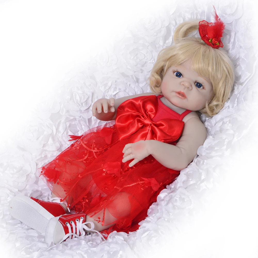 

23 Inch Lifelike Reborns Silicone Vinyl Full Body Babies Dolls 57 cm Realistic Newborn Doll Gold Hair Reborn Girl Princess Gifts