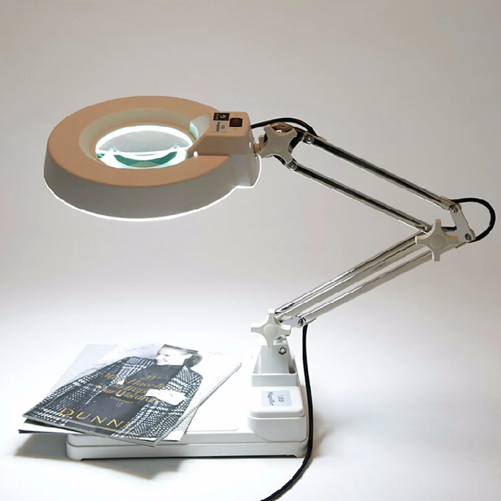 

AMDSP 10X Desktop Table Lamp Magnifer with Optical Glass Folding Stand for PCB Precision Parts Inspection