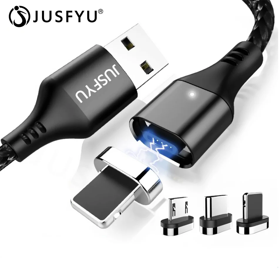 

3A Magnetic USB Cable Fast Data Charging Cable for iPhone Xs Max X Magnet Charger Micro USB Type C Cable for Samsung S10 Huawei