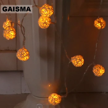 

5M 40 Rattan Ball Fairy Lights LED Christmas Garland String Lights Wedding Room Decoration For Holiday Party Lighting Chain