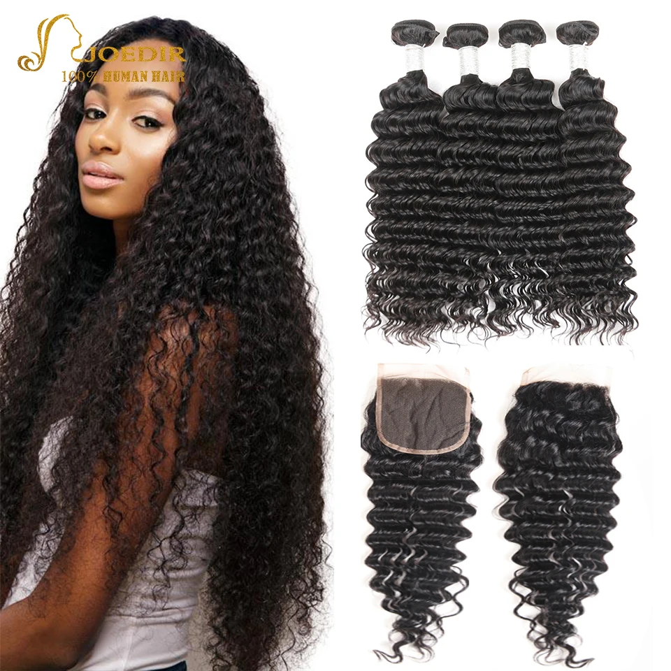 Joedir Hair Brazilian Hair Weave Bundles With Closure 3 Bundle With