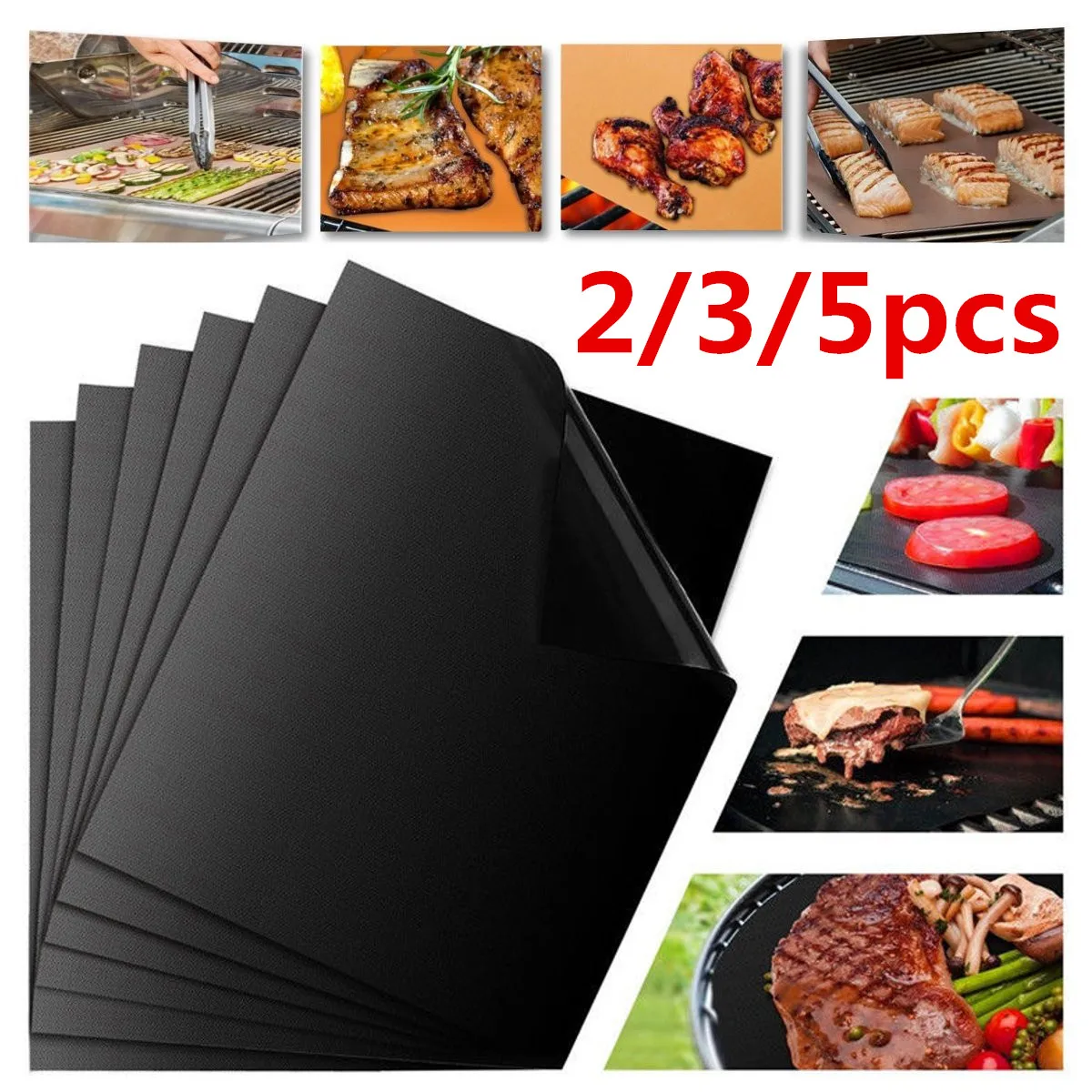 Buy 2/3/5Pcs BBQ Grill Mat Nonstick Reusable Heat